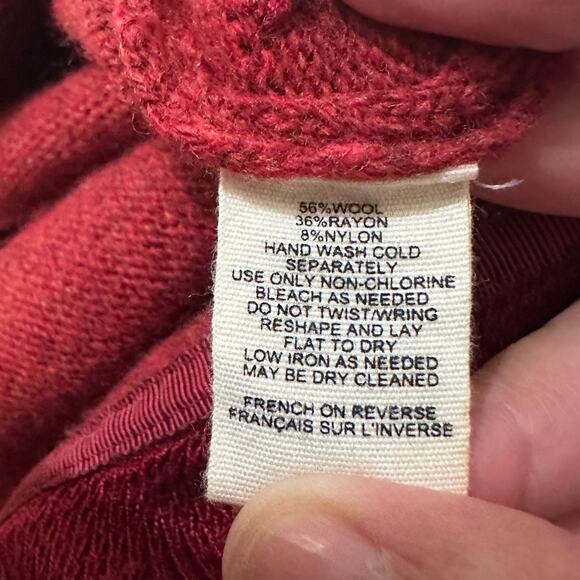 MOTH Wool Blend Red Ruffle Sweater Bohemian Wrap Open Cardigan Size M/L - Picture 4 of 7